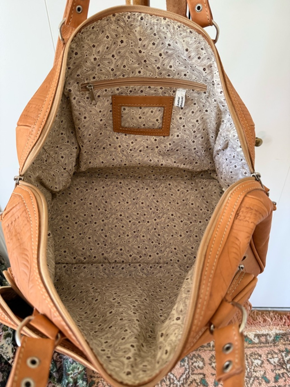 Ropin west tooled leather weekender carryon - Picture 3 of 10